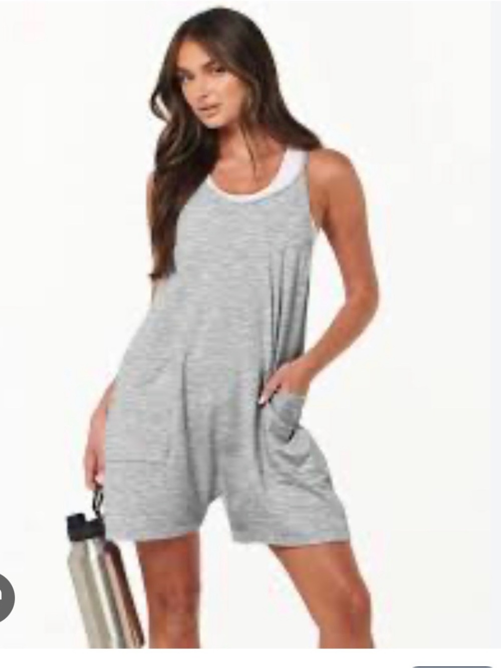 Grey Knit Pocket Romper — Women’s Sleepwear